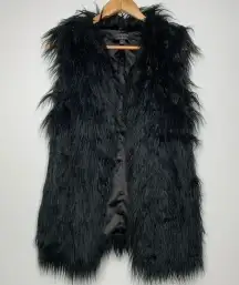 Monica Rose For Lovers & Friends Black Faux Fur Vest Size Small