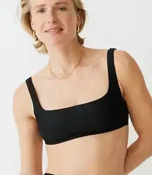 J.crew black ribbed square neck bikini and mid rise bottom xs