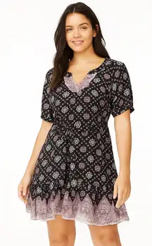 Venus‎ Woman Small Size 4 Midi Dress Floral Print Ruffle Hem Boho Cottage