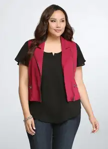 Torrid Beet Red Cropped Zip Moto Jacket 2