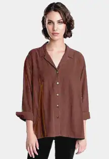 Linen Shacket Shirt Jacket Women's Plus Size 18 Dark Brown Button Down Lagenlook