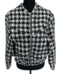 BLANKNYC BOMBER JACKET‎ SMALL HOUNDSTOOTH BLACK AND WHITE 90's RETRO