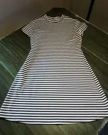 Free People Beach NWOT Striped Knit Mock Neck Gray White Dress - Size S