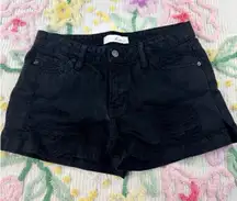 KAN CAN Black Distressed Denim Cutoff Shorts High Rise Womens Size S