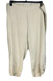 Soft Surroundings 2X-Large Cropped Pants Linen Lightweight Pull-On Pockets Ties