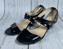 Jimmy Choo Chiara Patent Criss Cross Strappy Demi Wedge Sandal