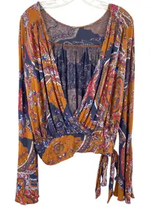 Free People Paisley Wrap Fiona Surplice Top Boho