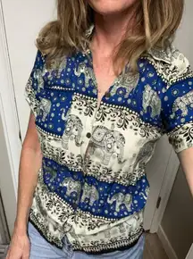 Elephant shirt Thailand boho cotton Medium