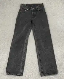 Levi's Premium 501 Jeans Women 25x29 Black Stone Wash Big E Button Fly Denim