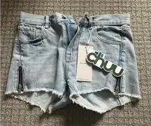 CHUU denim cutoff shorts zipper