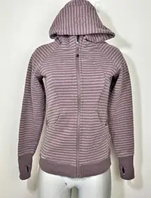 LULULEMON Scuba Hoodie Classic Cotton Fleece Size 6 Stripe Heathered Antique