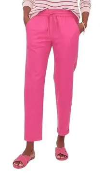 J. Crew Linen-blend slim wide-leg drawstring pant In Pink/Snapdragon Size 6