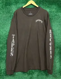 Travis Scott “Tapes Records” brown long sleeve shirt in size XXL