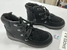 Womans Winter Ankle Boots Eu 38 Us 7.5/8 Black Lace Up Side Zip Lined NWOT