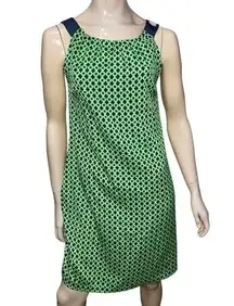 Tracy Negoshian Women’s Size L Green Navy Blue Printed Sleeveless Shift Dress