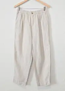 Madewell 52% Linen 48% Viscose Loose Cropped Ivory Colored Straight Pants SIZE L