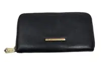 BCBGeneration Leather Double Zipper Clutch Wallet Coin Purse Card Holder Black