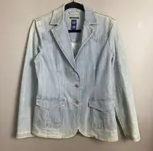 Vintage GAP stretch faded denim blazer jacket western accents fitted medium