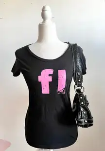 Black Roxy Logo T Shirt Florida‎ Vintage Graphic Tee Y2K 2000s Retro XS
