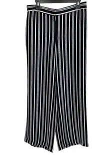 Ann Taylor  || Striped Trousers | Size 10 | Navy Blue White Wide Leg Pants Slacks