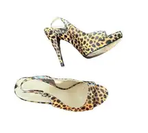 VIA SPIGA ANIMAL PRINT SLINGBACK STRAP PLATFORM STILETTOS SANDAL SHOES 8