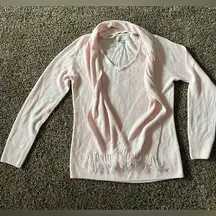 Pink Sweater & Scarf Set Silver Sequins V-neck Size Medium Carolyn Taylor