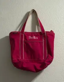 lands end tote red pink canvas boat tote bag preppy "Bella" gossip girl