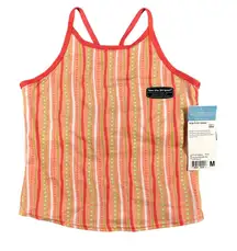Insport Halter Tank‎ Top Womens Medium F518 Coral Striped Print Halter Pullover
