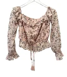 TULAROSA Ruffle Floral‎ Print Blouse size XS Textured