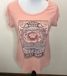 Lucky Brand light peach short sleeve Flor tee shirt