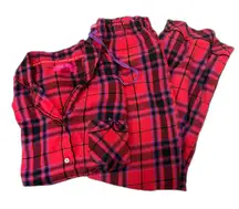 Y2K Victoria’s Secret Red Plaid‎ Button Front Pajama Set Cozycore Size Medium