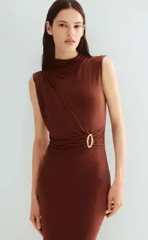 Draped Mock Turtleneck Dress
