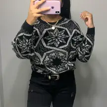 Vintage Boho Winter Wonderland Snowflake Sweater