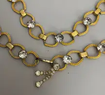 Vintge Glam Gold Tone Rhinestone Dangle Chain Belt Fashion Accessory READ