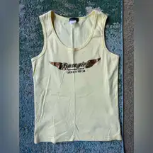 Vintage 90s Y2K Race Girl Motorsports yellow logo tank top, size large