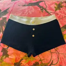 brandy melville black + white trim button boxer shorts