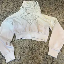 GUESS Women's Pink/White Ombré Cropped Hoodie