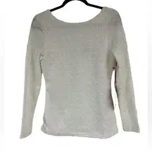 Jennifer Lopez Long Sleeve Textured Knit Embellished with Beads. Ivory Color. M