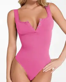 POPILUSH NWT seamless Modal Henley Tank Bodysuit shape wear slimming flattering