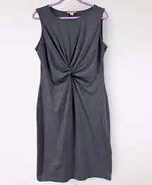 Brooks Brothers L Red Fleece‎ Gray Cinch Twist Midi Formal Jersey Preppy Neutral