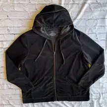 Hue Hoodie Velour Track Jacket Full Zip Black XL Loungewear Athletic Top