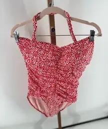 Jones New York red white swimsuit ruched size 14