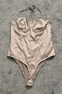 Zara Pearl Gray Satin Camisole Bodysuit