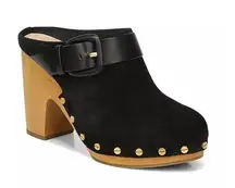 Veronica Beard  Dacey Black Leather Suede Clog Mule Heels