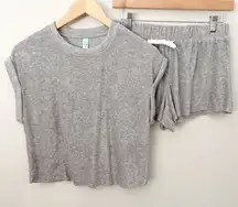 HONEYDEW | Soft Terrycloth Bundle Set T-Shirt + Booty Shorts Gray | Size Small