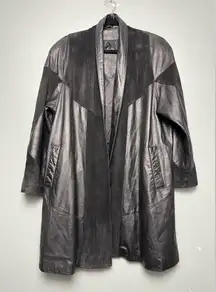 Vintage 90s Preston & York Black Leather Patchwork Open Jacket Women’s Size S