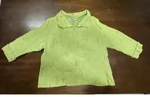 Flax Linen Button Down Layering Top Women Large Spring Summer Fringe Beach Trip