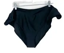 J.Crew NWT  Ribbed Cross-Front Cheeky Bikini Bottom Black Plus Size 3X NEW