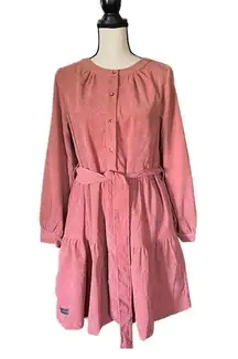 Simply Southern  Baby doll Corduroy feel Dress with belt. Size M