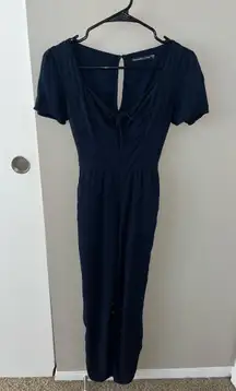 Abercrombie & Fitch Navy Blue Linen Jumpsuit